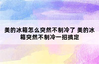 美的冰箱怎么突然不制冷了 美的冰箱突然不制冷一招搞定